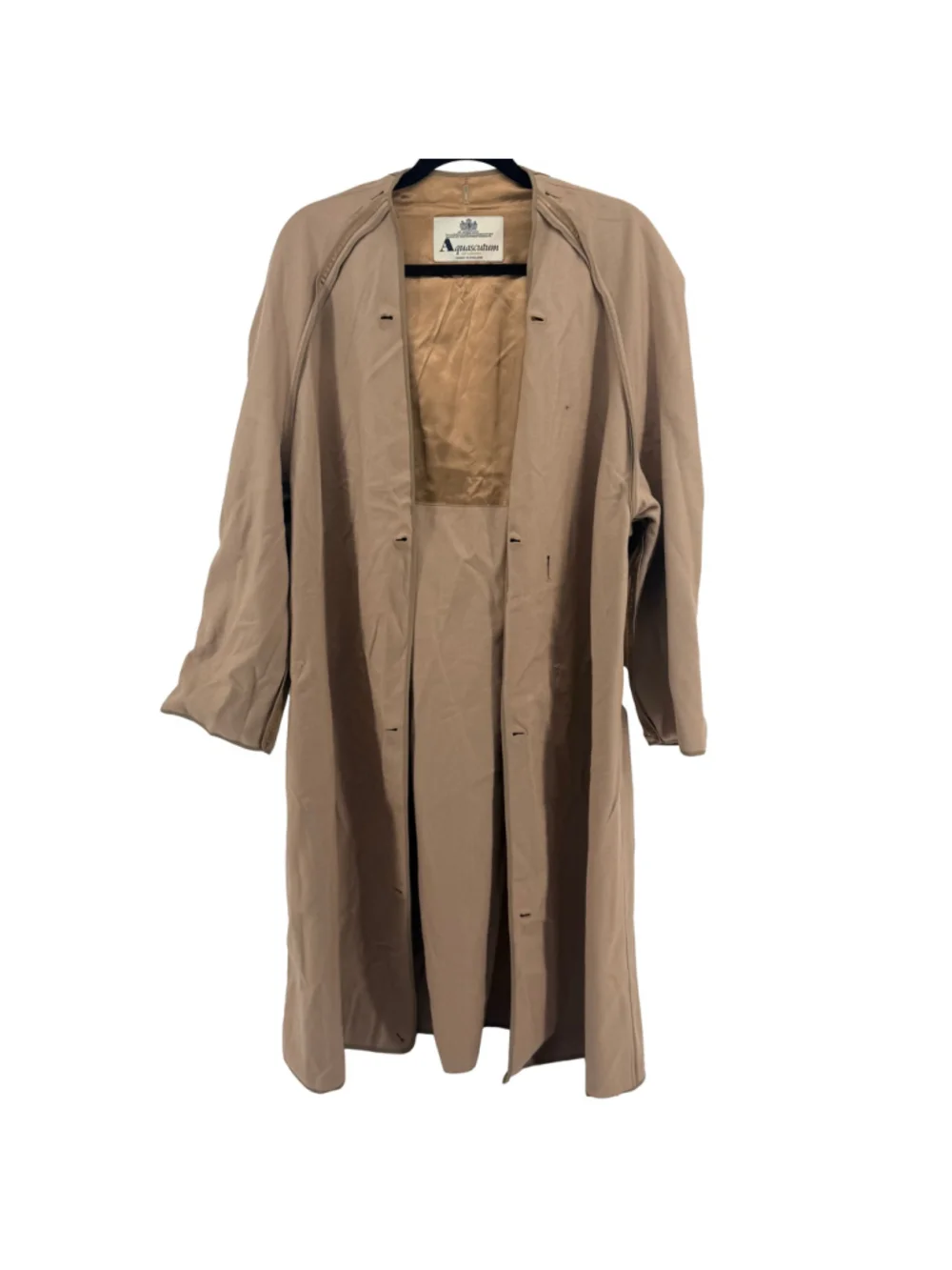 Vintage Aquascutum Trench Coat Mens 40R Beige Belted Removable Liners All Season